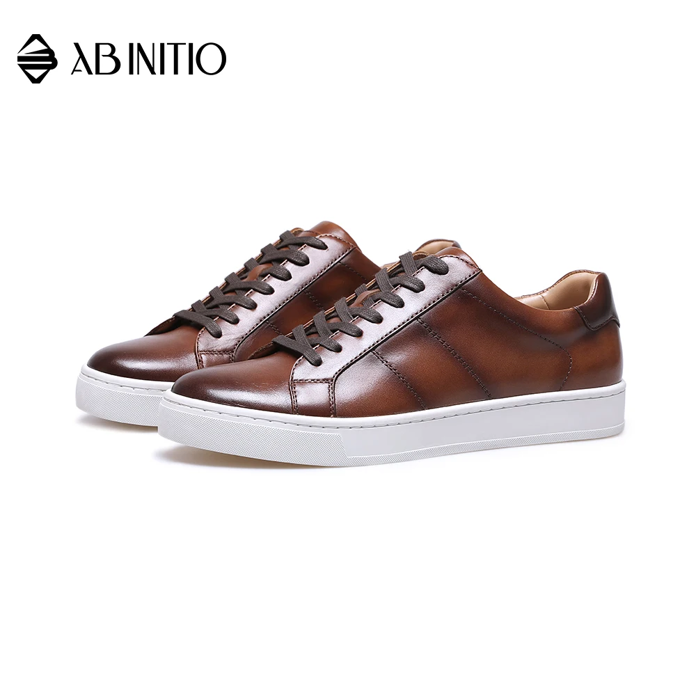 Custom retro genuine leather men casual loafers sneakers shoes