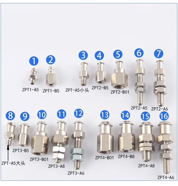 Vacuum suction cup connector APT-A5 / B5 / B8 / B01 / A8 / A6 vertical non buffered support head