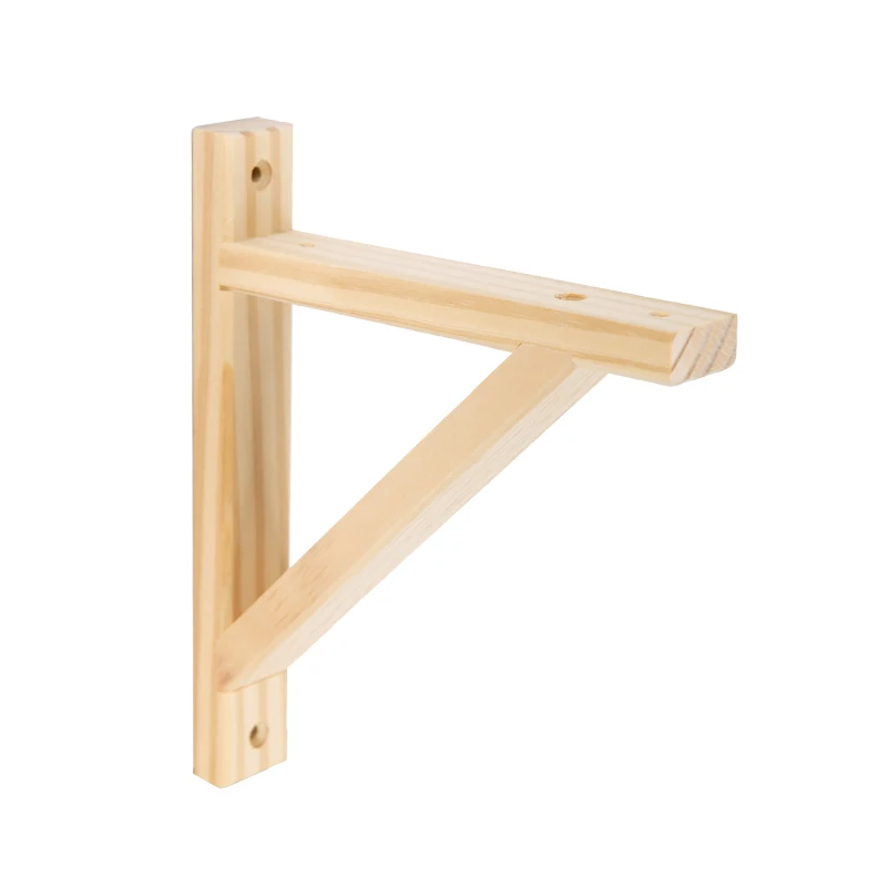 DIY Home Decor Heavy Duty Solid Wood Floating Bracket Wall Mounted Triangle Corner Shelf