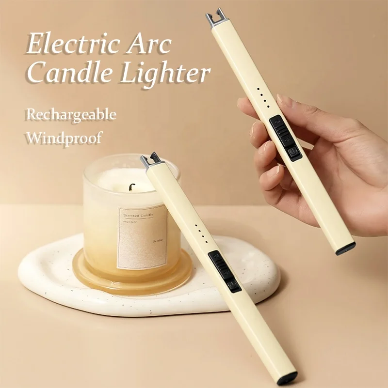 Candle Lighter Electric Arc Lighter Rechargeable USB Lighter Flameless Grill Lighter Long for Candle BBQ