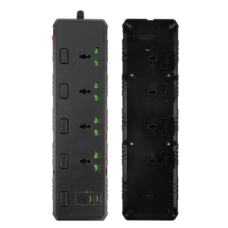 Hot Sell Extention Cord Sockets 4 Outlet Surge Protector Power Strip 2usb+2PD Power Extension Board