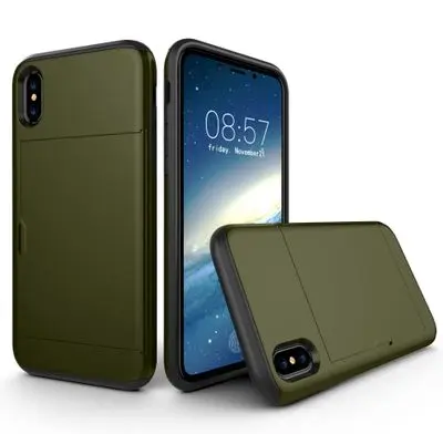 Slide Card Slot Case Hybrid 2 in 1 Dual Layer Shockproof Protector Cases Cover For S8 S9 S10 Plus For iphone 11 case X Xs Max Xr