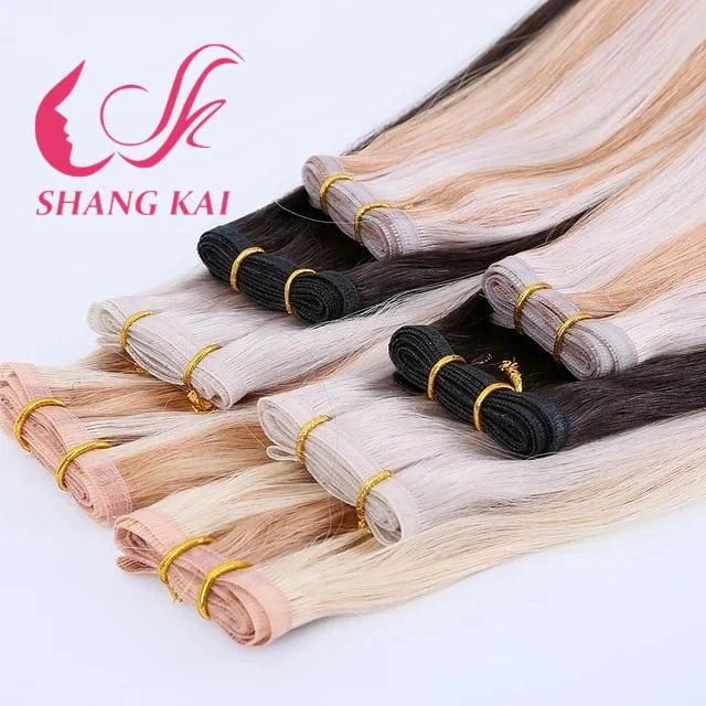 Better Than Hand Tied Weft Human Flat Weft Hair Extension Russian