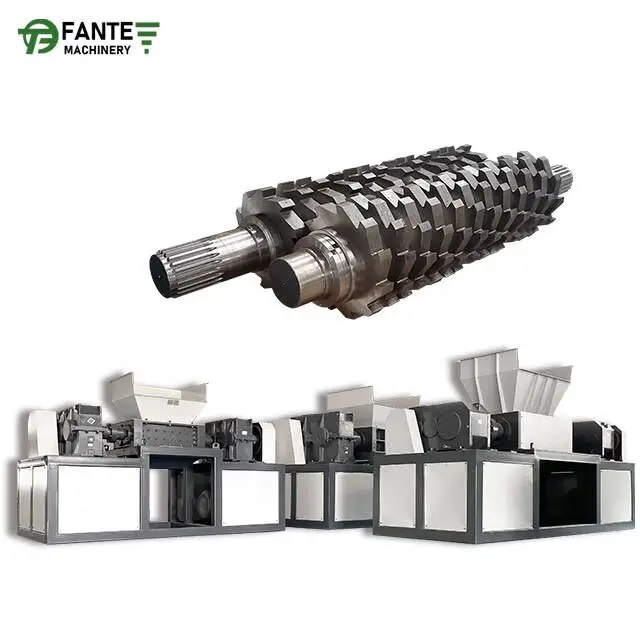 Double Shaft Waste Cardboard Paper Tire Rubber Metal Scrap Wood Lump Barrels Drums Pipe And Plastic Shredder For Recycling