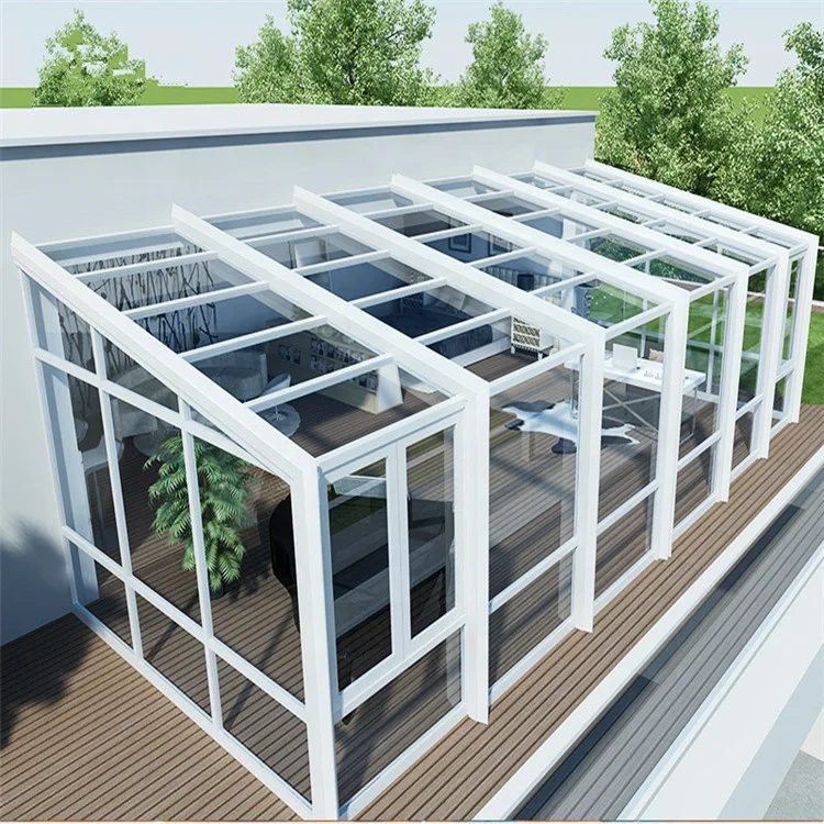 Garden Sun House Room Balcony Aluminum Wooden  Glass Conservatory Polygon Sunroom solarium sun room Glass Container House