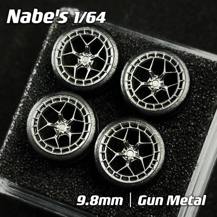 1/64 Nabes Chika Wheels  BBS RS / Supper RS Stance Rubber Tires for 1:64 Model Car