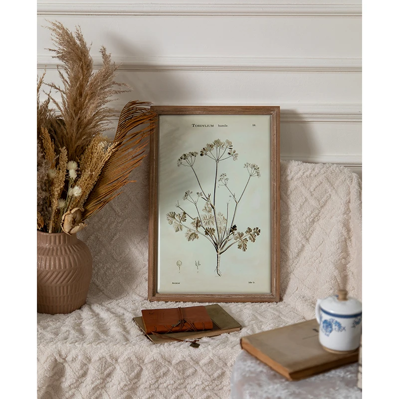 French country farmhouse home decor rustic rectangle iron frame wooden plant art craft wall hanging decor