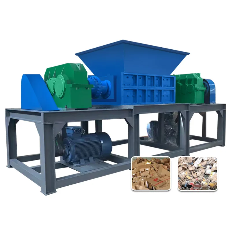 Waste Plastic Recycling Double Shaft Shredding Industrial Scrap Cardboard Metal Plastic Double Shaft Shredder Machine