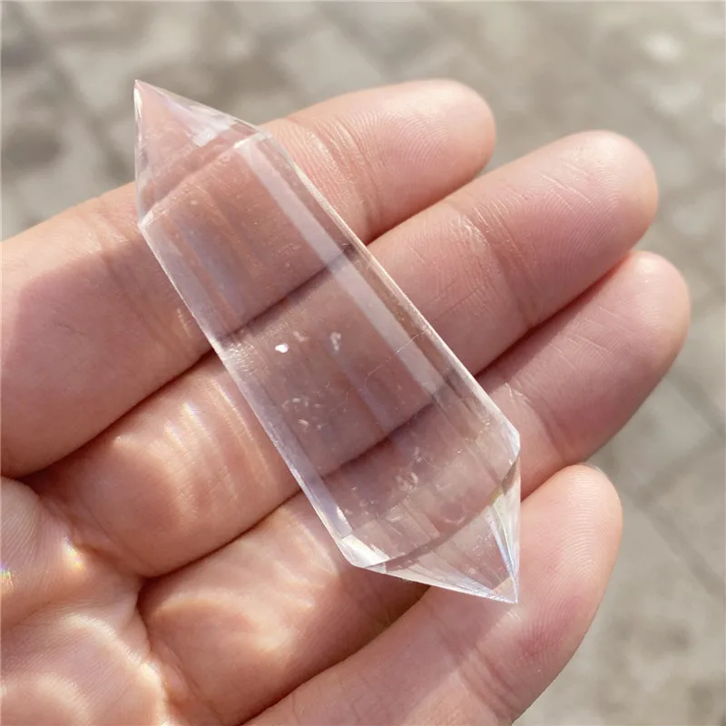 
Wholesale High Quality Healing 24 Faceted Clear Quartz Double Point White Crystal Wand For Decoration 