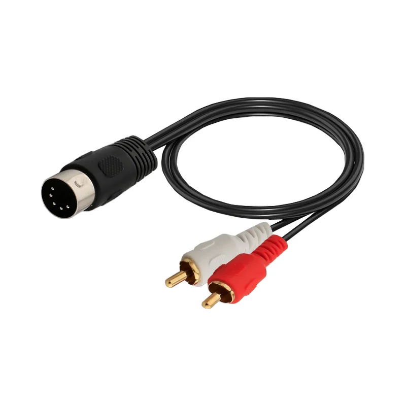 Midi Din 5 7 8 Pin Cable to Double Lotus 2RCA Jack Power Amplifier Audio Equipment Adapter For Stereo Home Theater