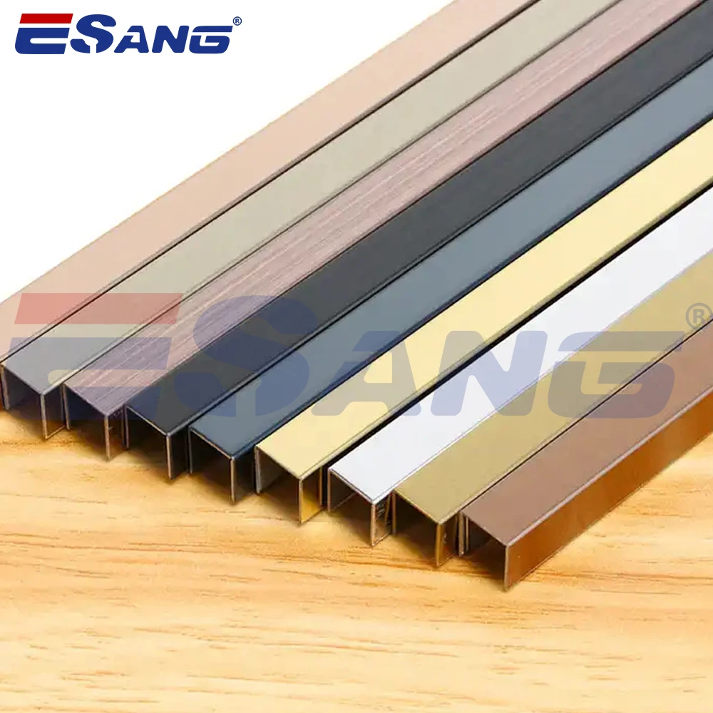ESANG U Channel SS304 Brushed Polished Decorative Stainless Steel Tile Edge Trim 10MM
