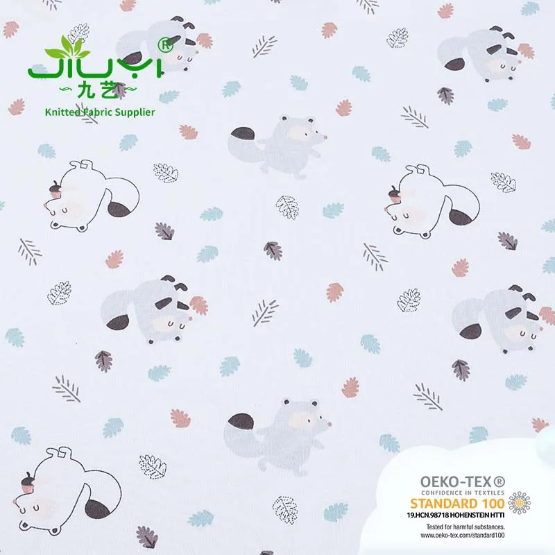 China Textile Cotton Organic  Interlock Fabric Roll Printed For Bed Sheets