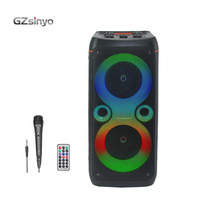 Dual 6.5 inch  Audio TWS Portable Wireless fire light BT trolley Party Speaker