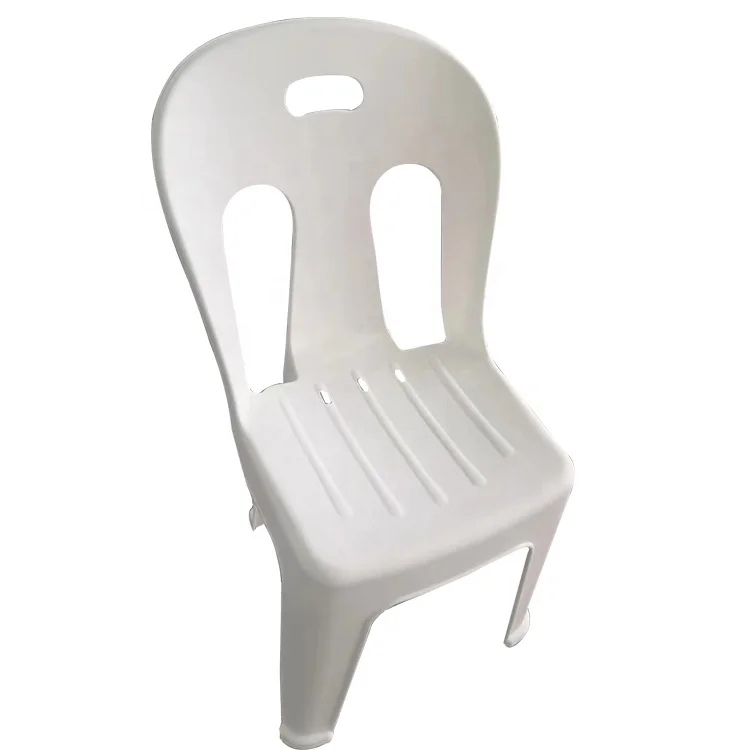 White Plastic Stackable Armless Dining Chair For Sale