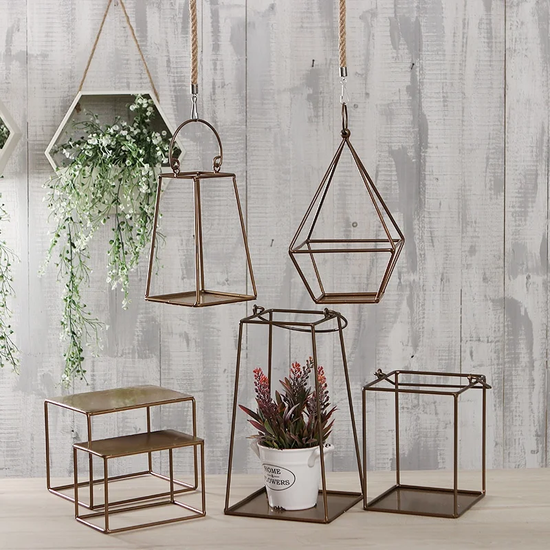 Fantastic Inspired Decorative Hanging Metal Planter Shelf Hanging Decor Home And Garden Wire Planter