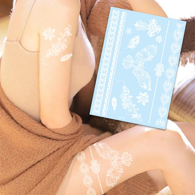 2023 Cheaper Customized Wedding Body White Temporary Tattoo Sticker Henna Designs