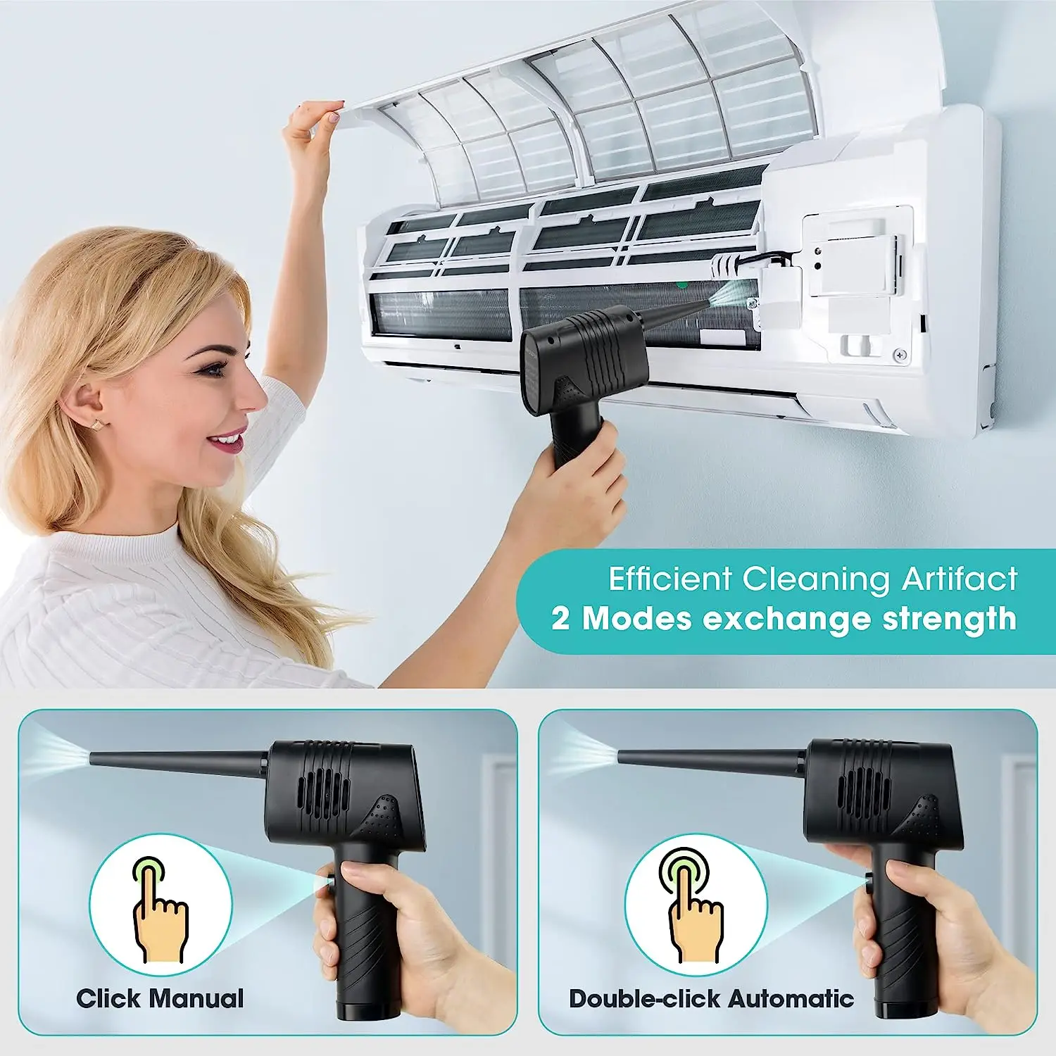 Wireless Air Duster USB Dust Blower Handheld Dust Collector Large Capacity Portable for PC Laptop Car Clean Keyboard