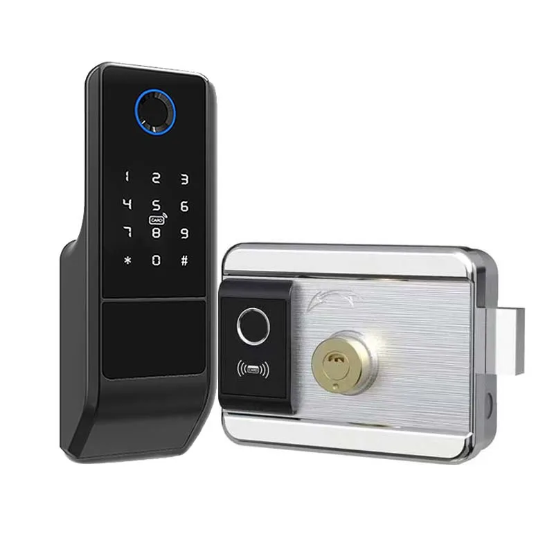 
 Умная Электронная ручка безопасности с защитой от кражи, умный наружный двухсторонний дверной замок с Wi-Fi tuya и сканером отпечатков пальцев  