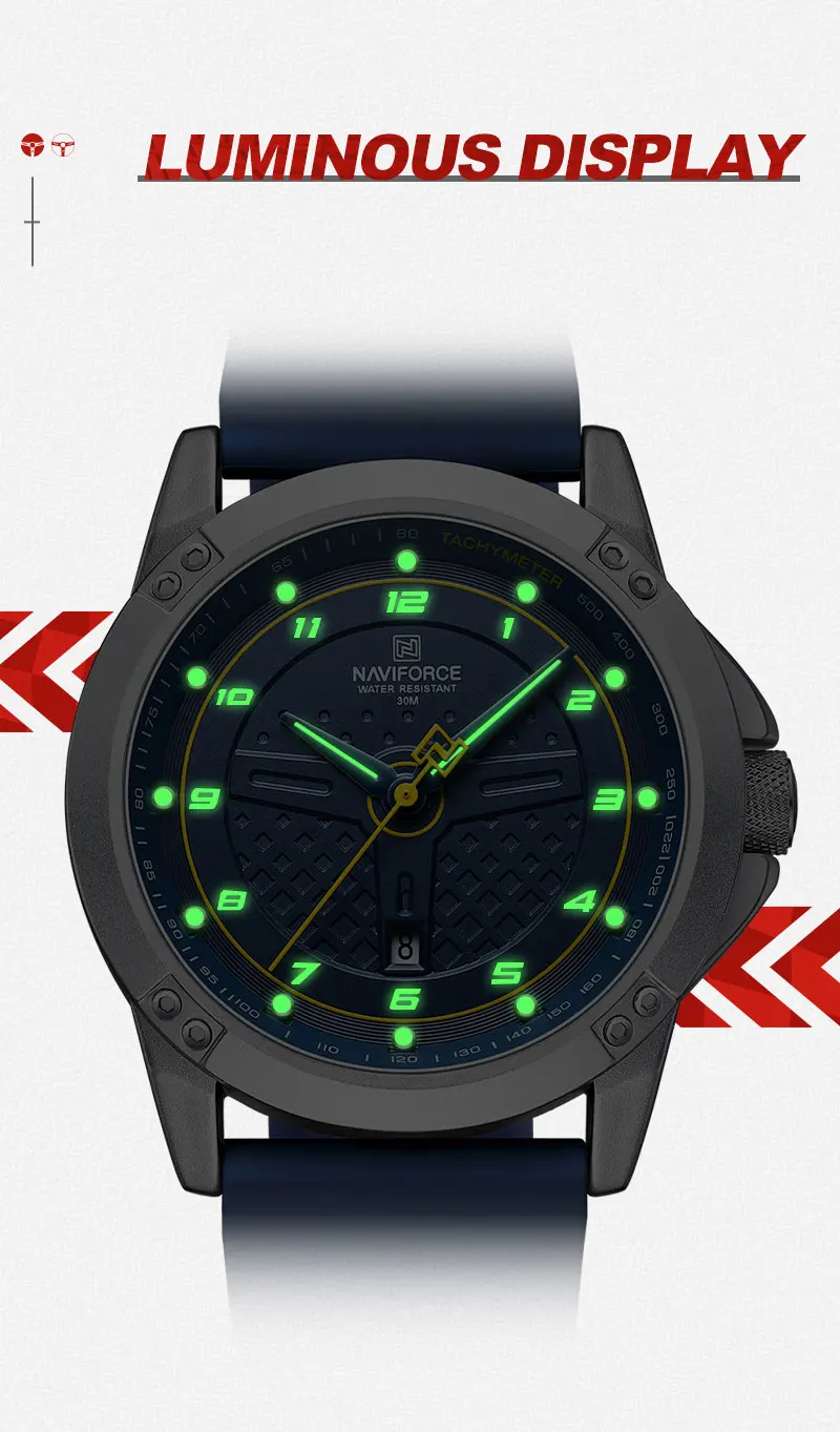 NAVIFORCE 8031 SBEBE Cool boy design watches genuine naviforce men watch with Luminous hands Sport Fashion wristwatch