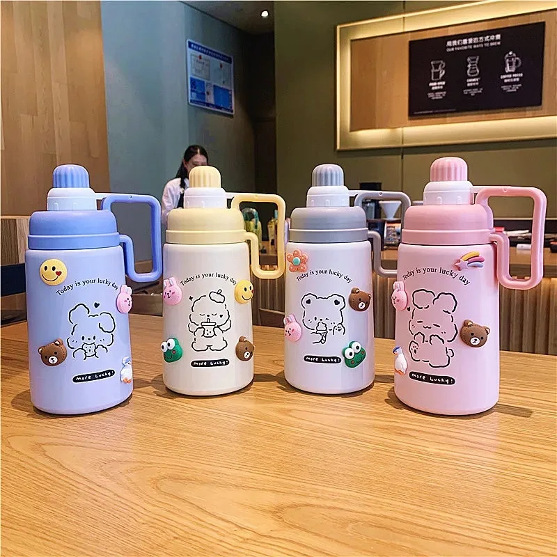 800ml  Portable Jug Stainless steel Fitness Water bottle With Big Handle Customized Logo Water Bottle Outdoor