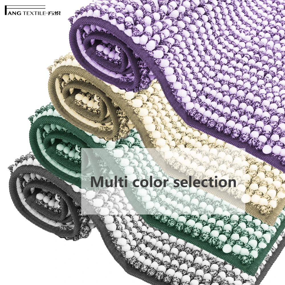 Solid Yellow Chenille Soft Comfortable Carpets Anti Slip Toilet Shower Mats for Bathroom