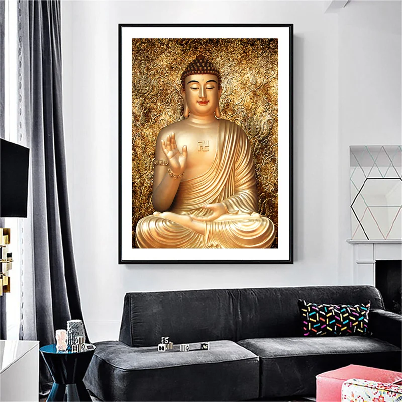 Gold Color Canvas Buddha Painting Printed Giclee Printing Home Decor Wall Art Painting no frame Canvas Prints