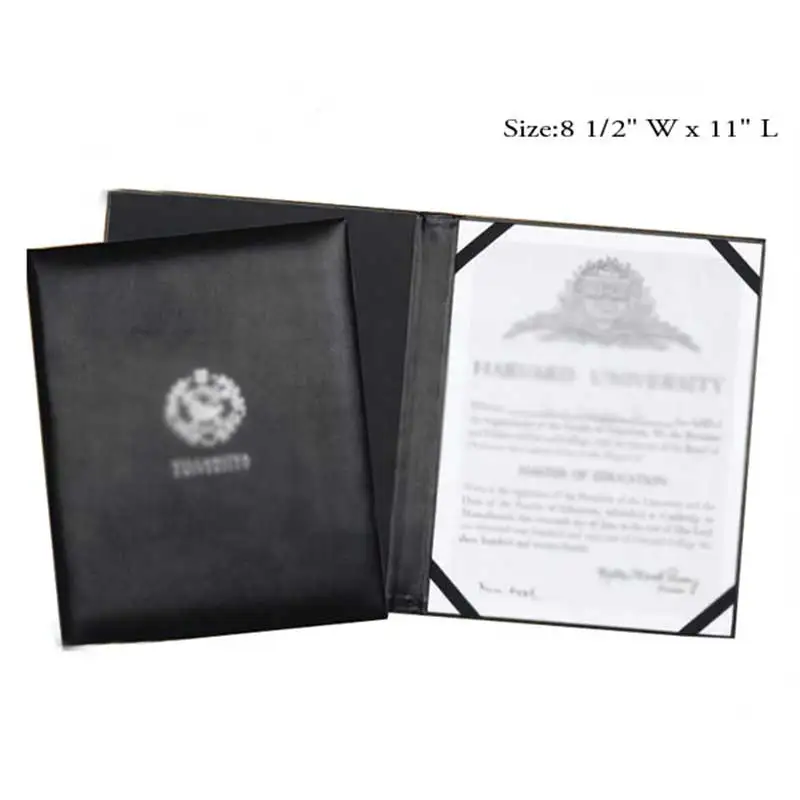 Wholesale Custom PU portfolio Leather Folder A5 A4 Graduation Diploma Degree Certificate Cover  certificate scroll holder