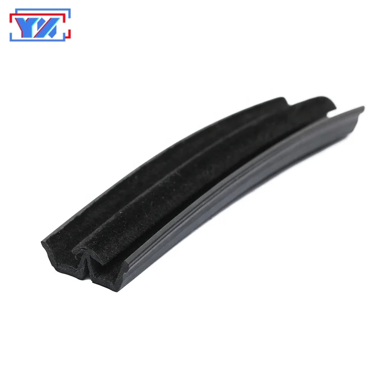 China manufacture bus auto glass window  flock lined  rubber seals