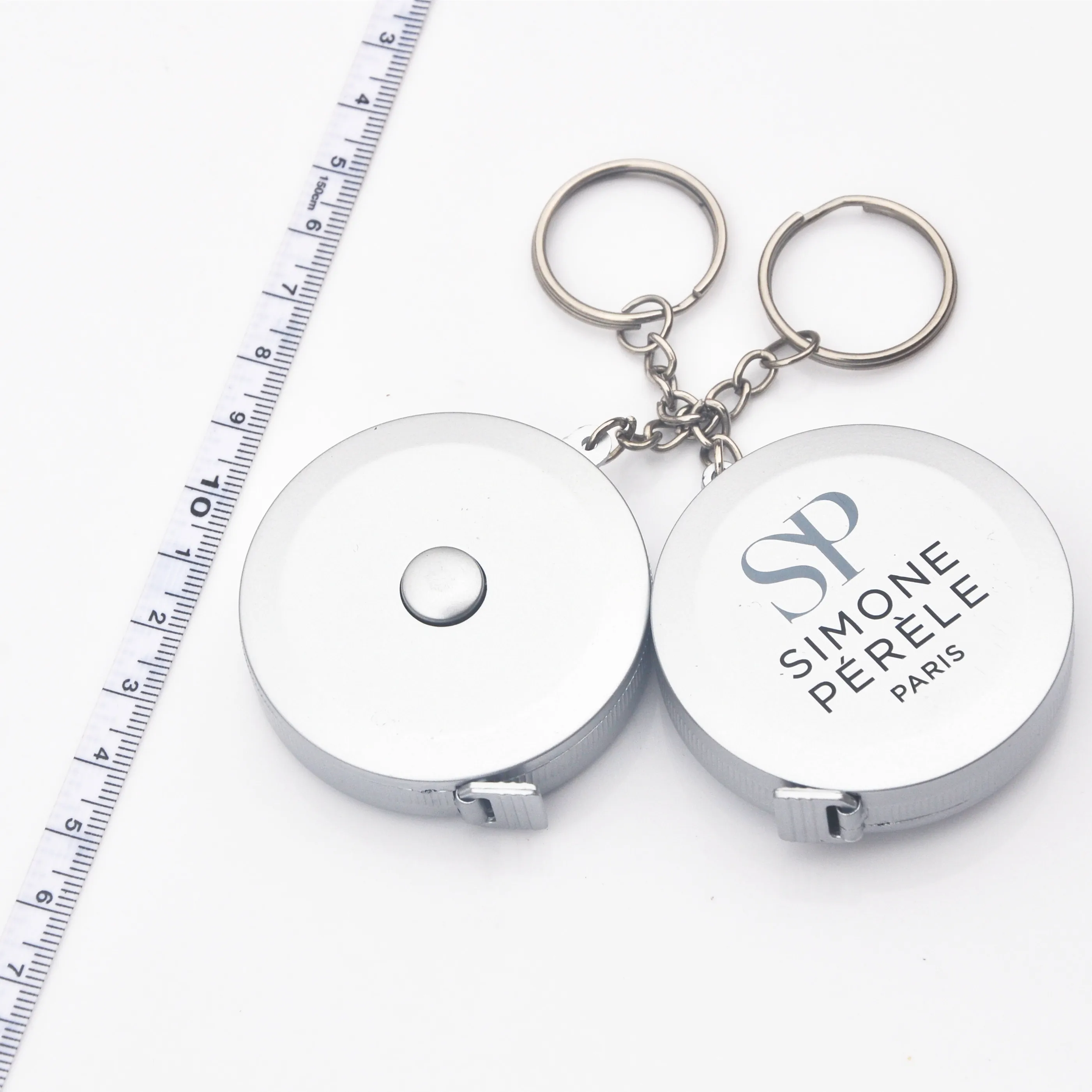 Wintape  1.5m Silver Retractable  Measure Tape Keychain  Custom Business Promotional Gift Sewing Measuring Ruler