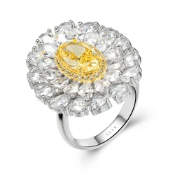 Роскошные ювелирные изделия с фианитом, кольцо из стерлингового серебра 925 пробы с крупным камнем