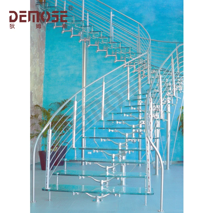 luxury tempered glass panel stairs led treads with accessories
