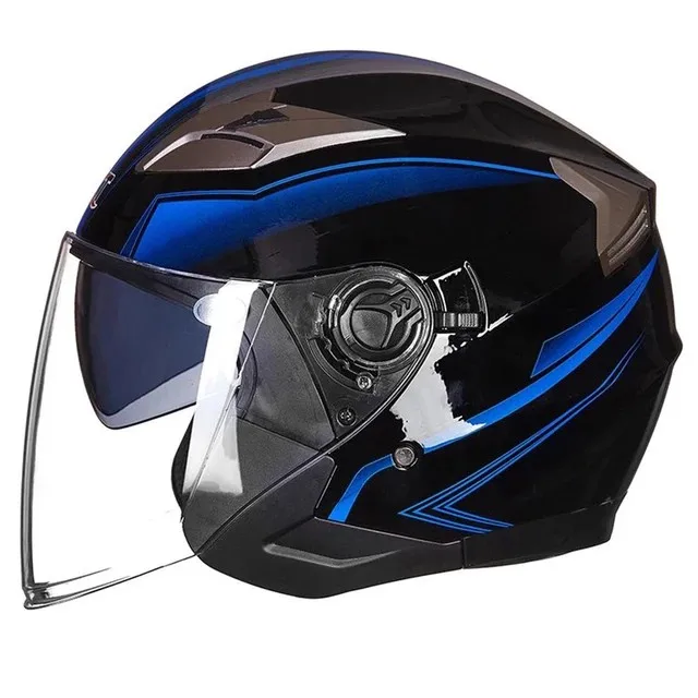 Summer Double Lens Moto Helm Open Face Racing Off Road Headpiece Motorcycle Helmet