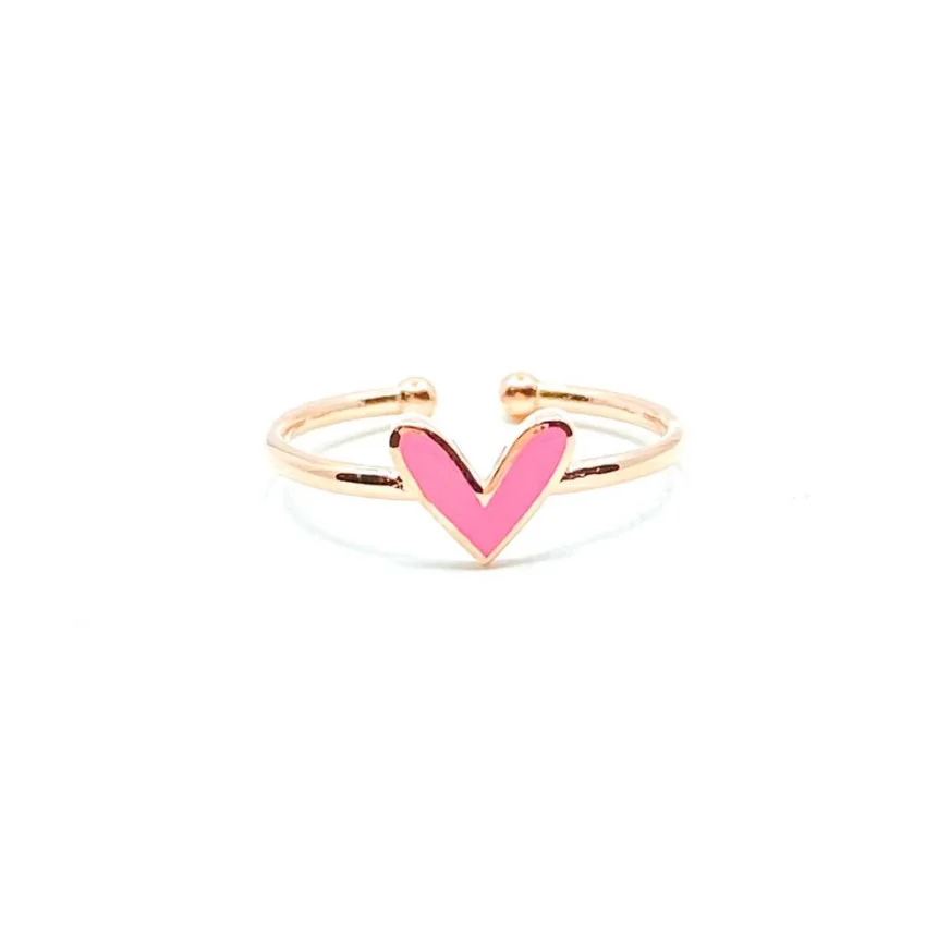 Custom Colorful Heart Stacking Rings Stainless Steel 18K Gold Plated Minimalist Dainty Enamel Heart Ring Jewelry for Gifts