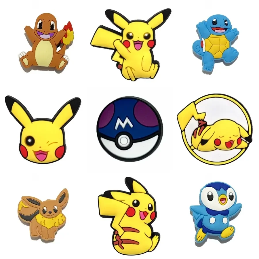 Wholesale Cartoon Pokemoned croc charms anime custom Slipper charms for croc shoes kids gift shoe lace decorations