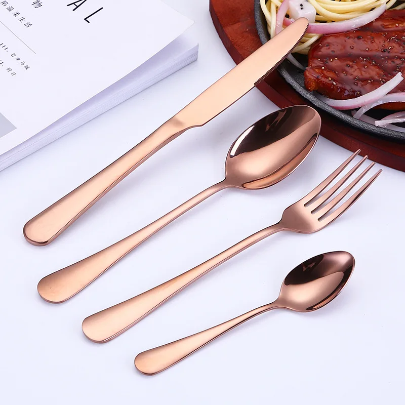 Restaurant Hotel Wedding Cutlery Stainless Steel Titanium Gold Plated Flatware Set Spoon and Fork and Knife Cutlery Set