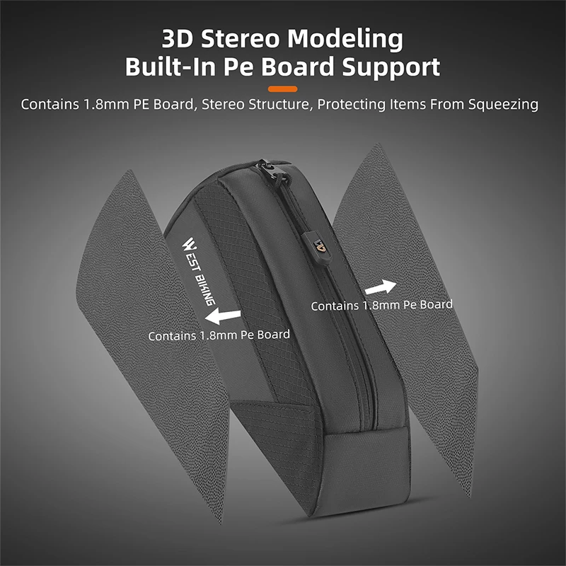 WEST BIKING Bicycle Front Tube Bag Tool Kit Bicycle Bag Waterproof Cconvenient Travel Storage Sports Bike Tube Frame Bag