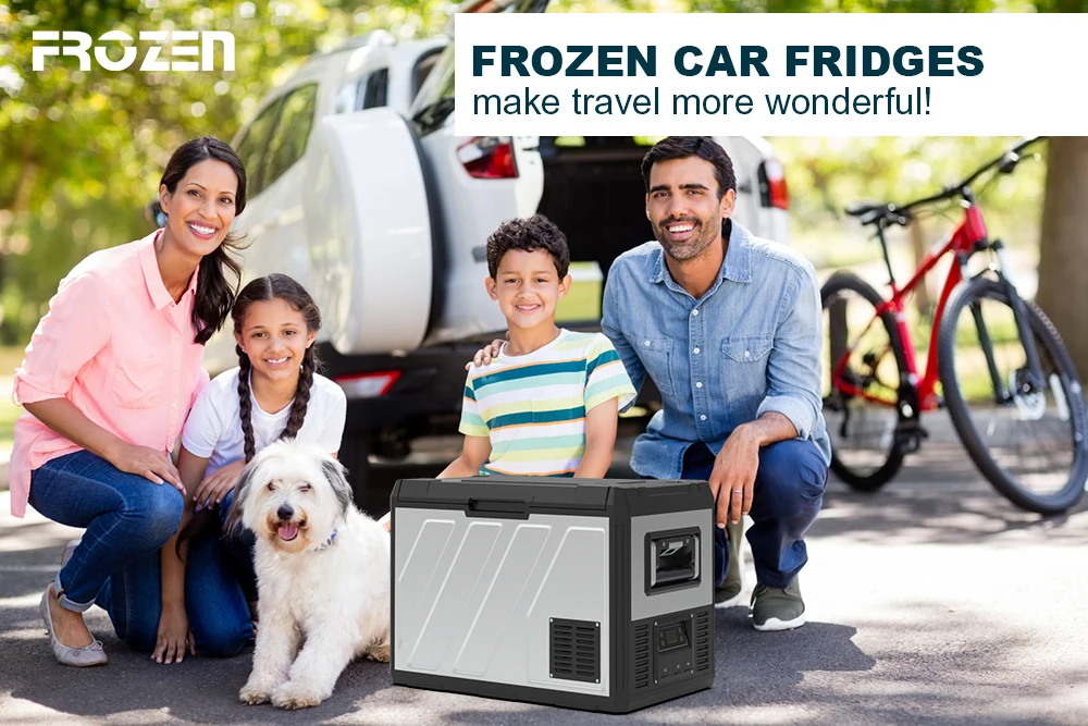 FROZEN 60L Single Zone Compressor Camping Refrigerator 12V 24V Car Fridge Freezer Cooler Box with handle