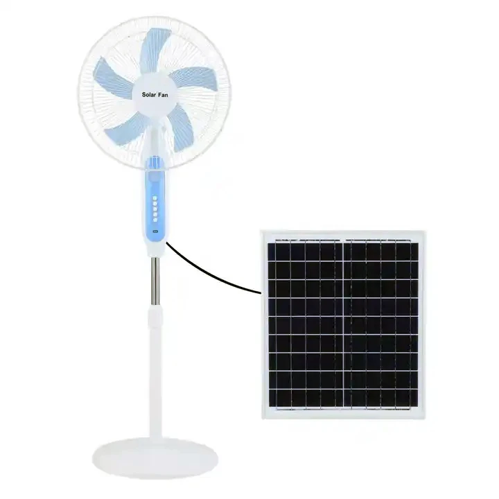 Wholesale 16 Inch 12V Solar Fan Solar Powered Rechargeable Fan Pricece Cheap Stand Solar Fan with Panel and LED Light