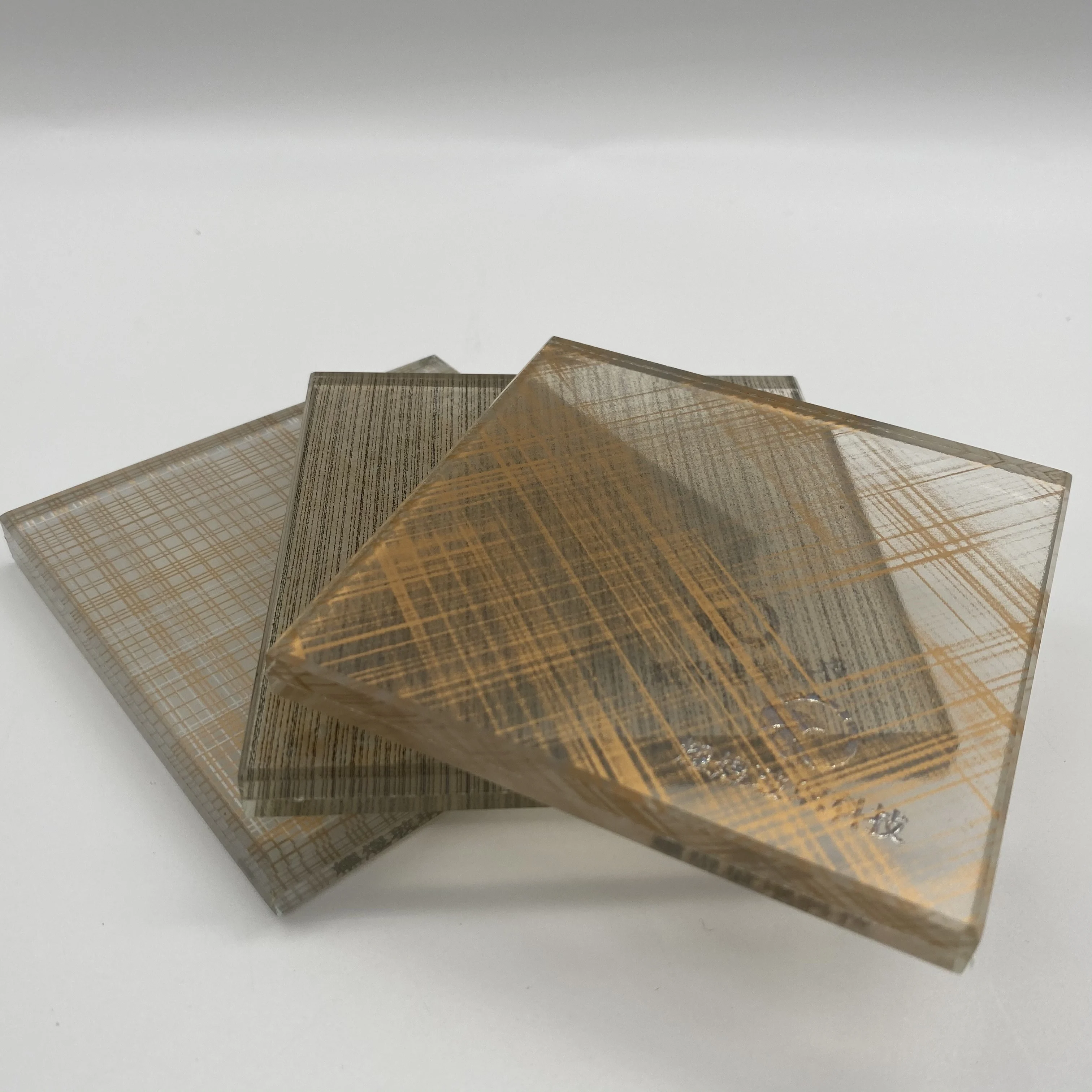 5mm, 6mm, 8mm, 10mm tempered decorative gold wire mesh Laminated Glass customized