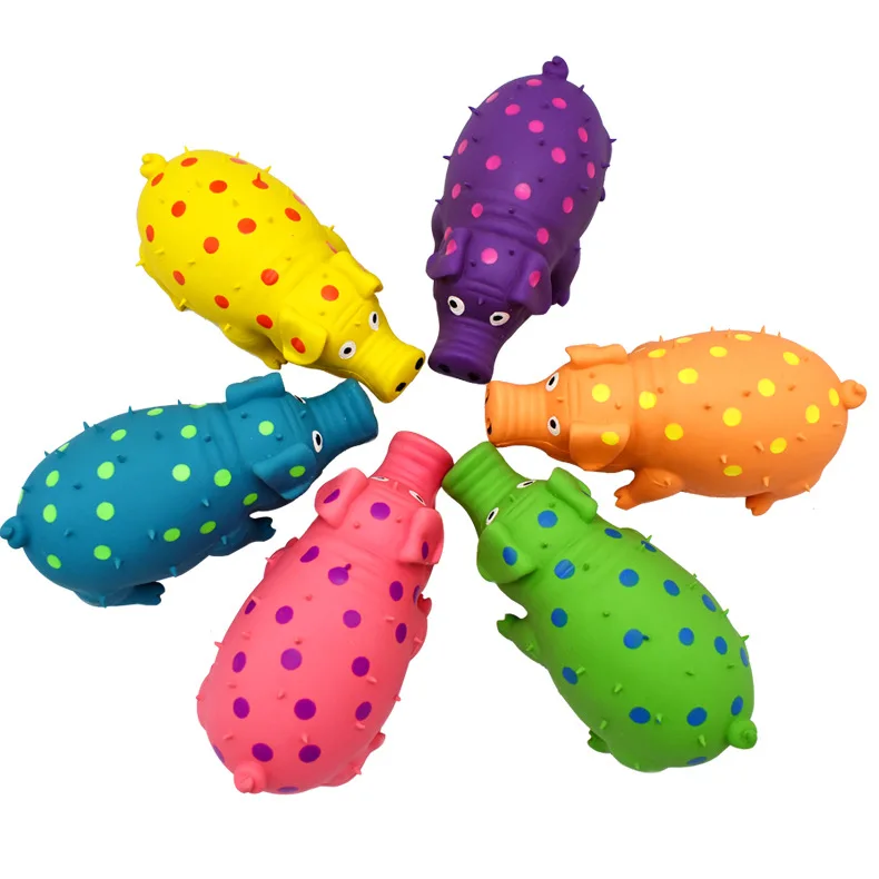 Squeaky Pig Dog Toys Grunting Pig Dog Toy Durable Rubber Pig Squeaker Dog Puppy Chew Toys Latex Interactive Squeak