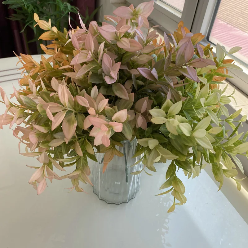 Wholesale Plastic Plants Vanilla leaf Artificial Flowers Arrangement Plants Greenery Decorations for Home