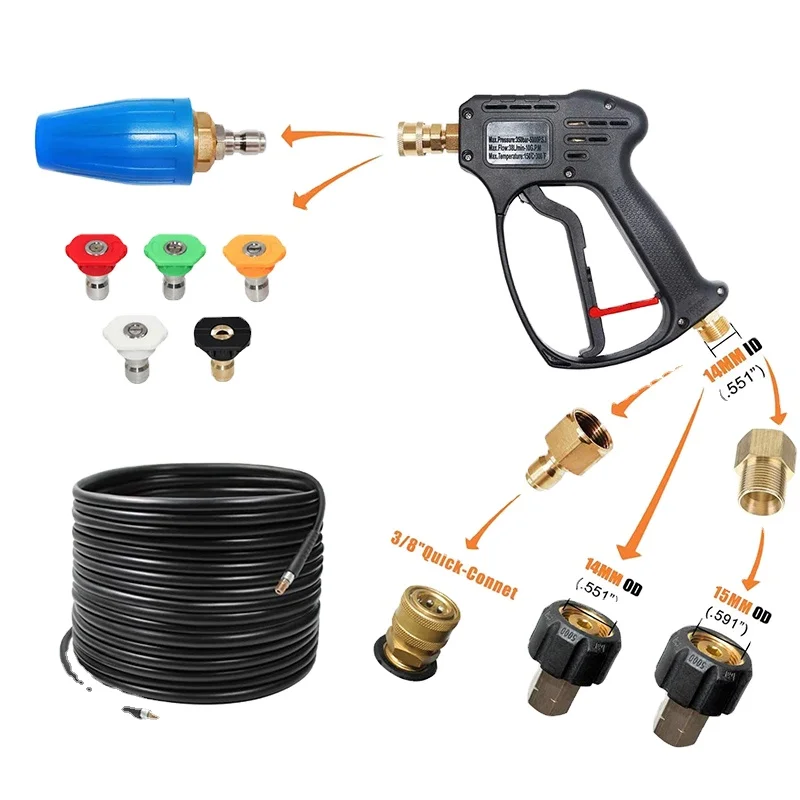 5000 Psi Pressure Washer Gun Replacement High Pressure Power Washer Kit With 5 Spray Nozzles 1/4' Quick Connect M22 Fitting