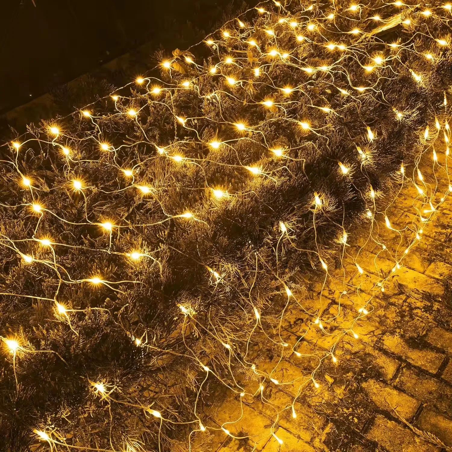 Twinklight Christmas Garden Patio Solar Remote Led Net Lights Waterproof Warm White Mesh Fairy Light