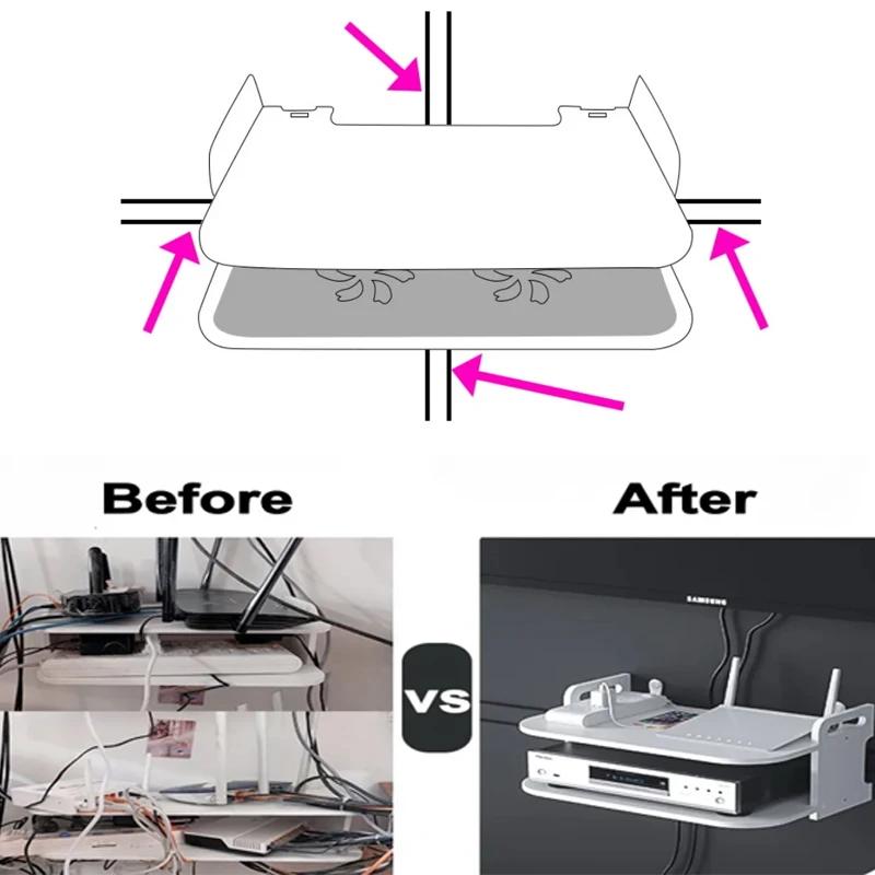 Wireless Wifi Router STB Storage Organizer Container Boxes Set Top Boxes Wall Mounting Support Rack Shelf Bracket