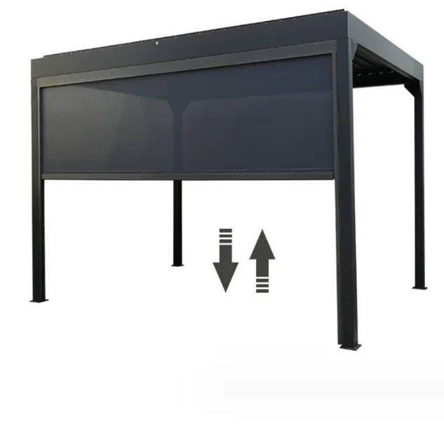 Aluminum Roof Pergola Curtain Outdoor Blackout Motorized Zip Track Zipper Roller Blinds