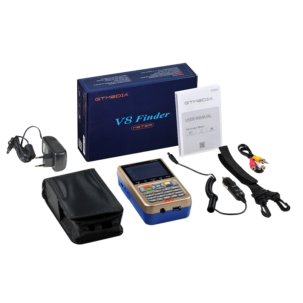 GTMEDIA V8Finder Meter Digital Satellite TV Receiver with Battery 3.5 Inch LCD Screen Finder DVB S2/S/S2X signals Freesat