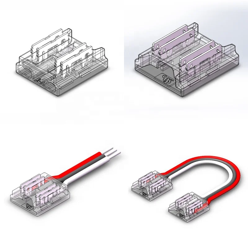 2022 Solderless Connector For 5mm 8mm 10mm RGB Single Color Cob Led Strip Connector 2 Pin 3 Pin 4 Pin
