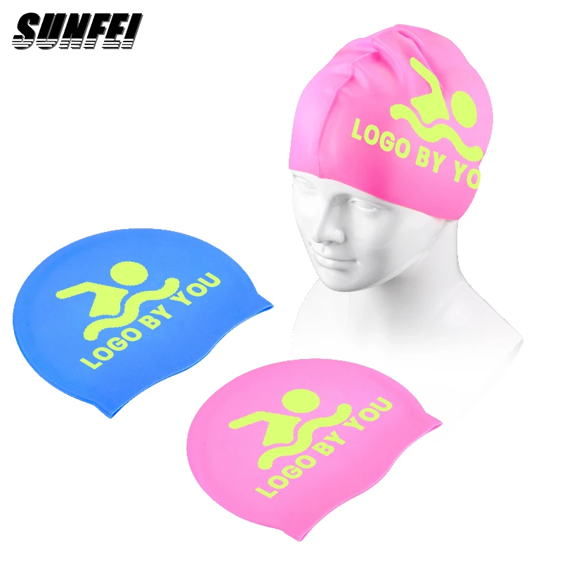 sunfei Custom Printed cartoon national flag swim  hat caps funny silicone swimming cap Fashionable Waterproof Swim Cap