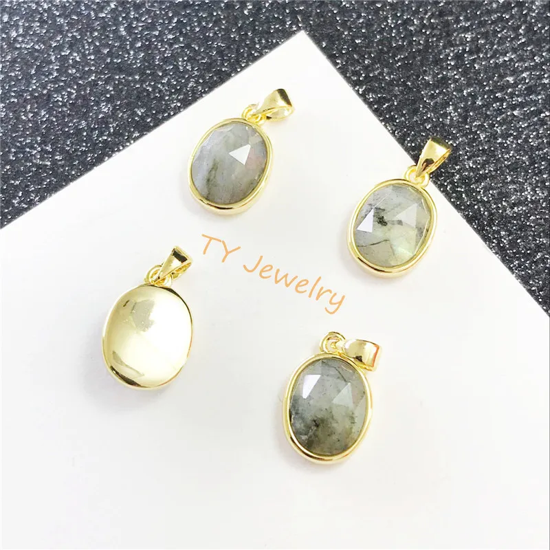 labradorite semi preciouse stone oval pendant  buckles pendant charm for Jewelry DIY for choker for earring