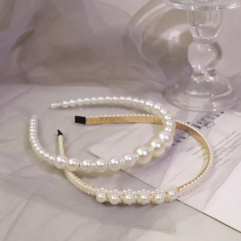 New Popular Korean Elegant Pearl Headband Simple Thin Hair Accessories for Girls